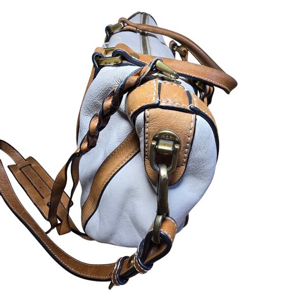 Fossil Kendal Satchel Saddle Bag Taupe Pebbled Leather Leather Handles Strap - Picture 2 of 11